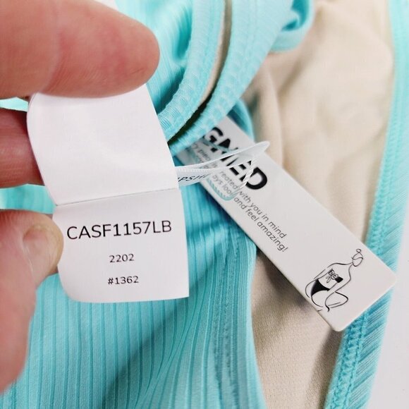 NEW CUPSHE Aqua Blue Nature Trip Classic Hipster Ribbed Bikini Bottom Swim Large - Picture 11 of 12